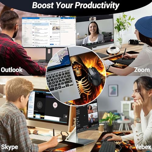Large Mouse Pad and Keyboard Wrist Rest, Desk Pad for Keyboard and Mouse, 4-in-1 Large Gaming Mouse Pad with Wrist Support, Desk Mat for Home Office Study Game,Flaming Skull - color: Flaming Skull