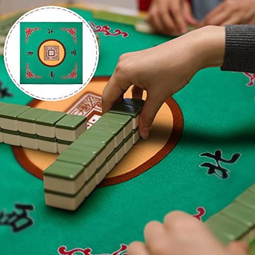 Juexica Mahjong Mat with Carrying Bag, 31.5 x 31.5 Inch Non-Slip Noise-reducing Mahjong Table Cover for Cards, Poker and Tile Games(Green) - color: Green