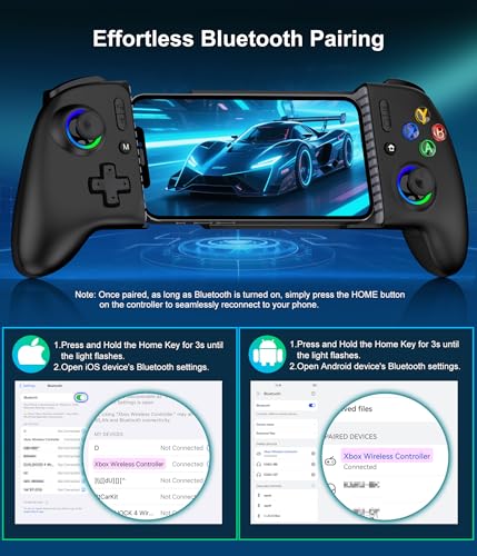 Mocagen Mobile Gaming Controller, MC2 Phone Controller for iPhone/Android/Switch/Oled/Switch 2 with Programmable/Hall Effect Joysticks & Analog Triggers/RGB Light - size: Xbox Layout-Black