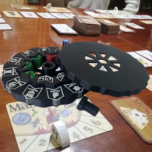 MTG Abilities Keywords Counter Wheel, Black Token Tracker 7.5 inch Diameter,123-Piece Keyword and Life Counter Bulk Tokens MTG, TCG, Cards Gaming Accessories - color: Black