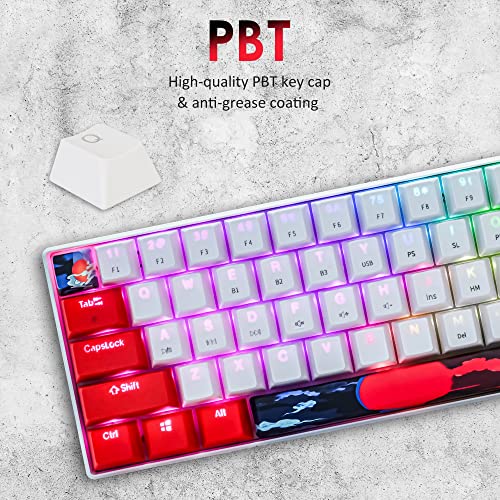 surmen GT61 60% Mechanical Gaming Keyboard 60 Percent RGB Backlit Hot-Swappable Wireless/Wired Compact Mini Keyboard Bluetooth 5.0 Keyboards Programmable/N-Key Rollover (Red Switch, Sun)