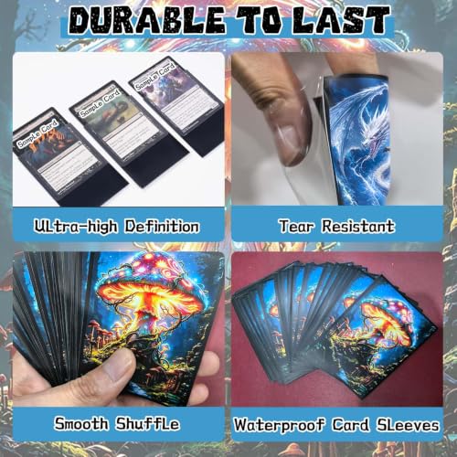 100 Count Card Sleeves Compatible with MTG, Ultra Clear Front & Matte Finish Back, Standard Size TCG Art Sleeves for Trading Cards (Celestial Shroom Realm) - color: Celestial Shroom Realm