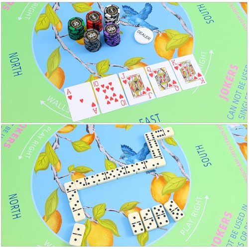 TIASUSAN American Mahjong Learning Mat (33” x 33”) with Black Carrying Bag, Blue and Green, Anti-Slip, Noise-Reducing, Mahjong Mat for Table - color: Blue and Green