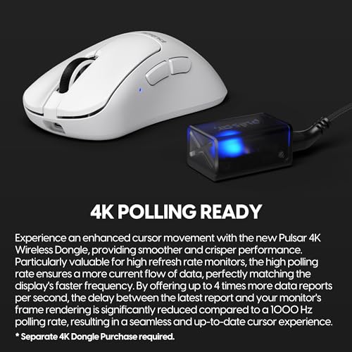 Pulsar Gaming Gears - Xlite v3 Medium Wireless Gaming Mouse, Ultra Lightweight 1.94 oz (55 g), Ergonomic, Optical Switches, PAW3395 Optical Sensor (Medium, Wireless, White) - color: White, size: Medium, style: Xlite V3