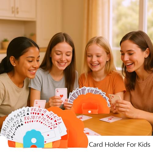 Hands-Free Card Holders for Kids: 2 PCS Portable Set Poker Parties | 20-30 cards | reusable BPA-free light plastic | hands-free kids/adults ideal travel/party/family nights | dual-slot fan view - size: Set of 2