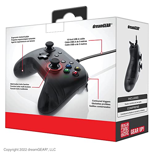 dreamGEAR Shadow Wired Pro Controller for Nintendo Switch: Ergonomic Grips and Glow Effect, Multi-Button Turbo, 10FT USB-A Cable/Switch OLED