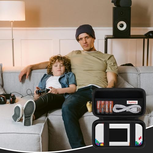 Supmay Hard Travel Case for My Arcade Tetris Gamer V, Strategic Puzzle Games, Portable Video Game System Handheld Game Protection Case with Mesh Pocket for Batteries and USB-C Cable, Black - color: Black+Black
