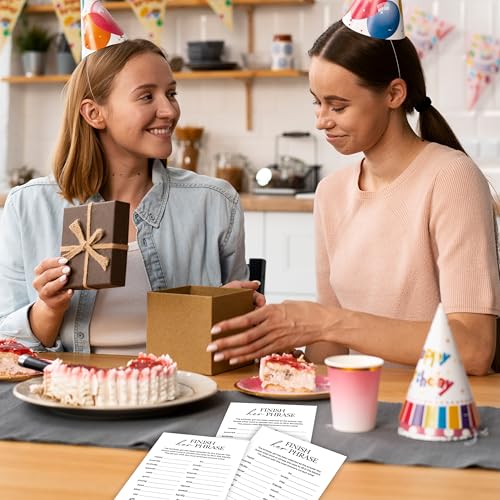 Birthday Party Games, Finish Her Phrase, 25 Pcs Card Set for Guests, Fun Birthday Game for Teen Adults – A01 - color: Finish Her Phrase