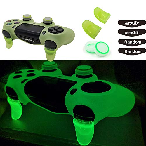 Ps4 Controller Skin Silicone Case Grip Glow in Dark Protective Cover for PS4/slim/Pro Dualshock 4 Controller(Glow Green) - color: Glow Green
