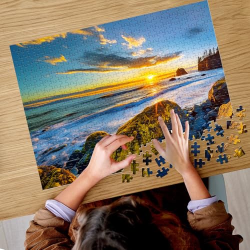 500 Pieces Puzzle for Adults - Olympic National Park Jigsaw Puzzle for Adults Teens,Recycled Cardboard Sunset Beach Puzzle 500 Pieces,Challenging Game for Family Fun & Gift Idea,20.5 x 15 in - style: Olympic Park