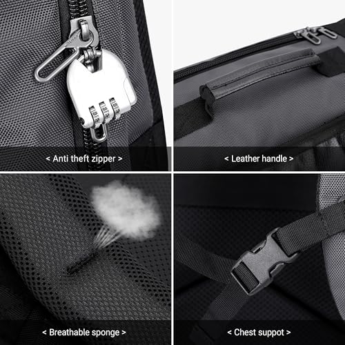 WITZMAN Travel Backpack for Men 40L Carry-on Luggage Bag USB Charging Port | Nylon Laptop Backpack Multi-pocket Fits 17 Inch, TSA Friendly Flight Approved, For Business Trip, Vacation, B686 Silvery Grey - color: Silvery Grey