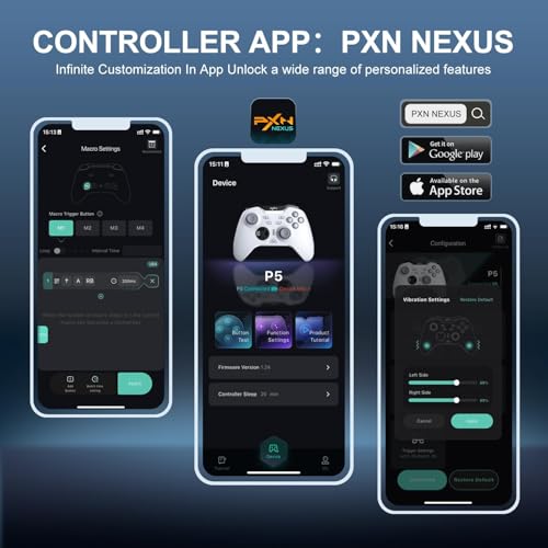 PXN P5 Wireless Gaming Controller - Hall Joystick, Hall Trigger, 6-Axis Motion, 4 Back Buttons, Compatible with PC, Switch/Switch2, iOS, Android - color: White