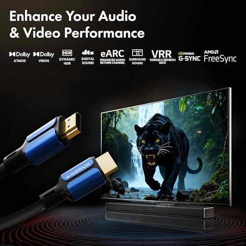 HDMI Cable V2.0 with Ethernet, Ultra HD 3D/4K@60Hz, 3.3 Feet, 18Gbps Transmission Speed, HDR, Dolby Atmos, Compatible with All HDMI Devices Laptop Desktop TV Set-top Box Gaming Console - color: Blue, size: 3.3 Feet