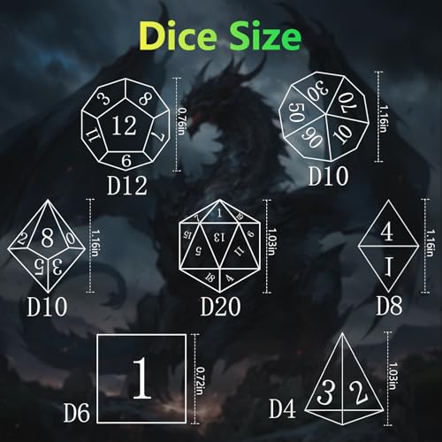 Golden Ring DND Dice Set, 7pcs D&D Polyhedral Sharp Edge Resin Dice with Box, Rings Dice Set for Role Playing Dungeons and Dragons, Playing Games for D and D MTG RPG Table Game Gifts (Green) - color: Ring Green, style: Ring