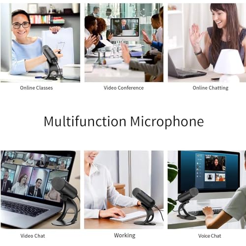 Tangxi USB Microphone with Quick Mute, Desktop Condenser Microphone for Gaming Recording Streaming, 360 Omnidirectional Sound Pickup with Stand