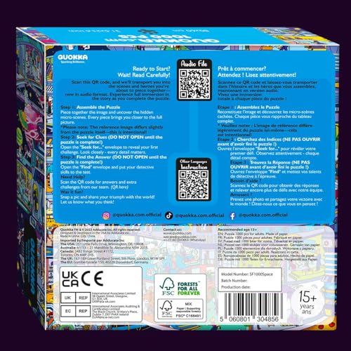 1000 Piece Puzzle for Adults – Jigsaw Puzzles for Adults 1000 Pieces | Galactic Tails Jigsaw Puzzles – Hidden Secrets & Audio Story – Premium Box Packaging – Extra Fun Challenges - color: Galactic Tails