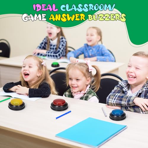 8-Pack Game Buzzers for Trivia Games – Classroom Quiz Buzzers with Lights & Sounds for Learning, Parties & Family Fun