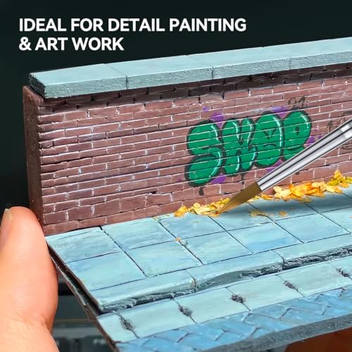 Dry Brush Miniature Painting 9Pcs, Dry Brush Set Miniature Paint Brushes for Models Miniature Painting Watercolor Acrylic Oil Paint Gouache DIY Craft - style: 8Pcs