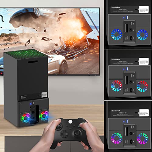 Linkstyle Cooling Fan for Xbox Series X, Vertical Cooling Stand Cooling System with Colorful RGB Lights and 1 USB Port - color: RGB Light
