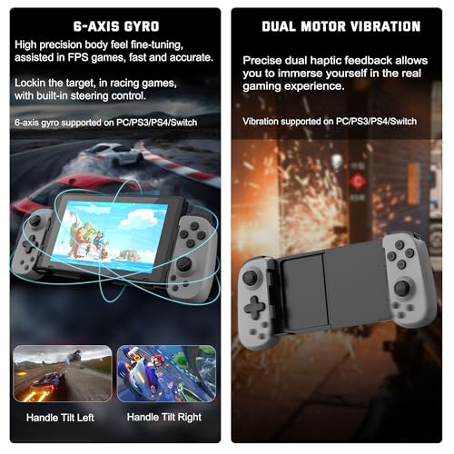 Joso Wireless Phone Controller for iPhone/Android, Mobile Game Controller with Hall Joystick Suitable for Xbox Cloud Gaming, PS Remote Play, Steam Link, Call of Duty & More - Gray - color: Gray | D6