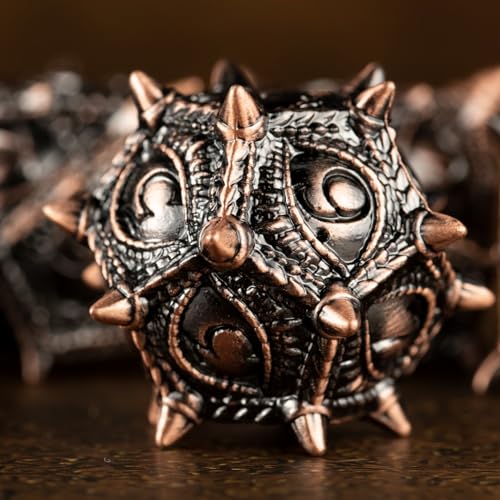 Surpass Metal DND Dice Set - Polyhedral Dragon Eye Dice for Dungeons and Dragons, RPG, Role Playing Games, Pathfinder (Red Copper) - color: Red Copper