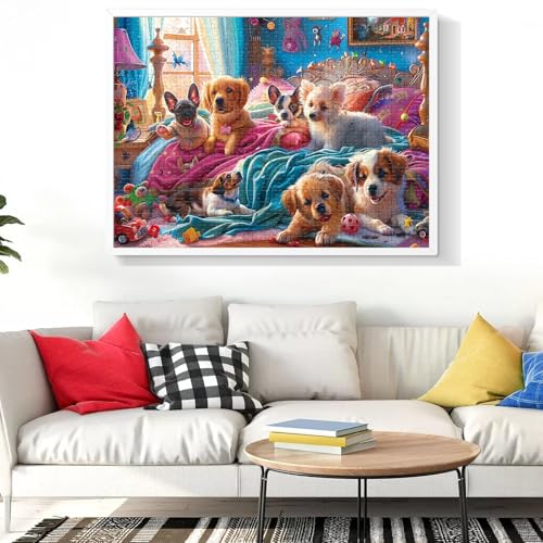 500 Pieces Puzzle for Adults Puzzle Dog Room Jigsaw Puzzle 500 Pieces | Recycled Cardboard Jigsaw Puzzles for Adults Family Challenging Game Home Decor Gift Toy for Teens Seniors 20.5*15 inch - style: Roomdog