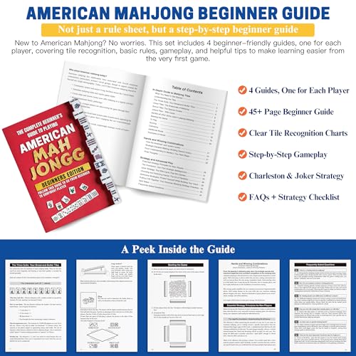 American Mahjong Set 166 Tiles with 4 Acrylic Racks&Pushers (Blue) | 166 premium cream ivory tiles with 4 acrylic racks/pushers 4 guides, scoring coins, dice, wind indicator & carrying bag