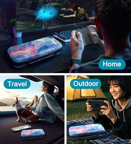 TiMOVO Carrying Case Compatible with Nintendo Switch 2, Dreamy Nebula | Travel Carry Case, 10 Game Cartridges & Pocket, Protective Portable Hard Shell Pouch, For Console & Accessories - color: Dreamy Nebula