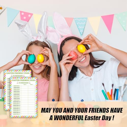 Easter Friendly Feud Game, Funny Easter Party Games, Spring Friendly Feud Trivia Quiz for Family Adults, Spring Bunny & Eggs Holiday Party Supplies -13 - color: Easter Basket-green