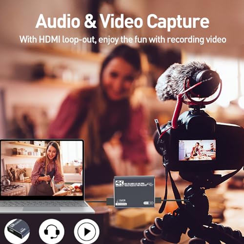 4K Video Capture Card, 1080P HDMI USB 3.0 for Streaming, Recording, Gaming (Nintendo Switch/Camera/PS4/OBS/PS5/Xbox)