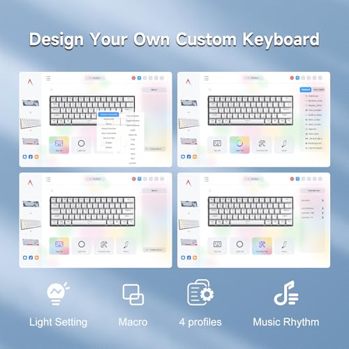 KEMOVE K61SE Gaming Mechanical Keyboard, 60 Percent Wired RGB Backlit N-Key Rollover Compact Mini 61 Keys Keyboard for PC Laptop, Red Switch - color: White-RGB, size: Red Switch