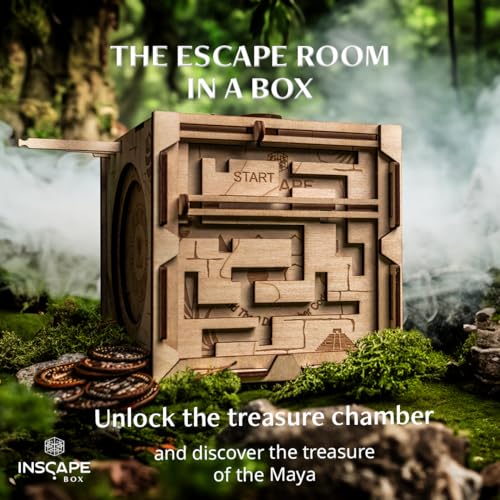 INSCAPE Maya´s Myths - Puzzle Box - Escape Room in A Box - Cluebox - Gift Puzzle Boxes for Adults with Hidden Compartments - Escape Room Puzzles Escape Room Game - Brain Teasers Puzzles for Adults | Wooden Brain Teaser With Hidden Compartments - Step By S