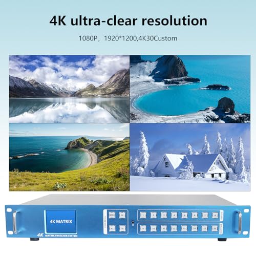 ICUIXIAN 4x4 HDMI Matrix Switch 4K60Hz HDMI2.0 with Web - size: 4x4 Matrix 4K60Hz