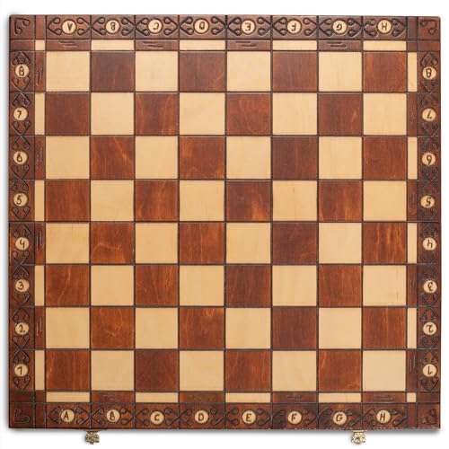 Husaria European International Wooden Chess Game Set, Ambassador - 21.7 Inches - Large-Size Chess Set with Handcrafted Chessmen and Felted Folding Board