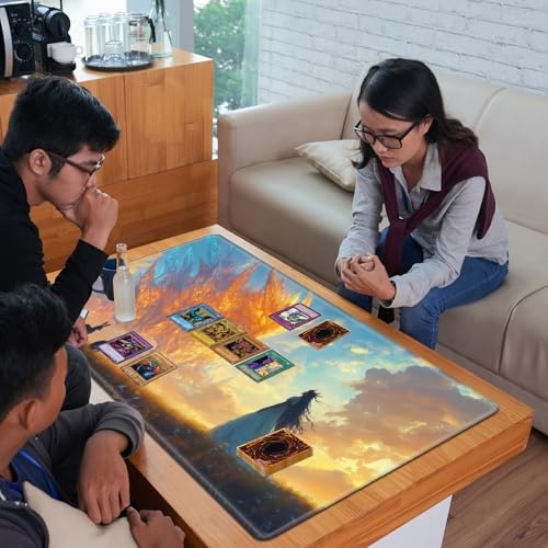 MTG Playmat 24" x 14" with High Elastic Rubber Base Non-Slip Rubber HD Fade-Resistant Printing Durable TCG Gaming for Card Games Desk Mat & Mouse Pad, Fire and Ice Phoenix with Girl - color: Fire and Ice Phoenix With Girl, size: 24" x 14"