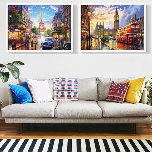 2 Pack Puzzles for Adults 1000 Pieces-Big Ben and Eiffel Tower Difficult Jigsaw Puzzles for Adults,Hard Jigsaw Puzzle Decorations DIY Leisure Game Toy Suitable Family Friends(27.5x20 inches) - style: Big Ben and Eiffel Tower
