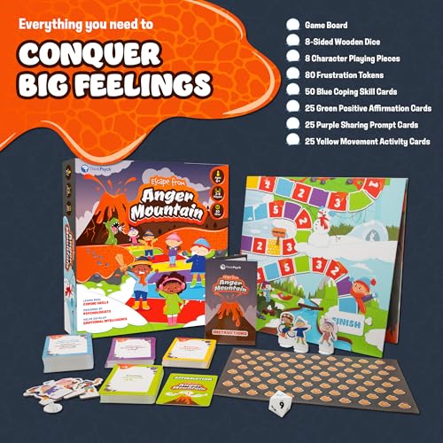 Escape from Anger Mountain Board Game | Anger Management Game for Kids Ages 6+ | Coping Skills and Emotional Regulation | Therapy Game for Kids | 2-8 Players