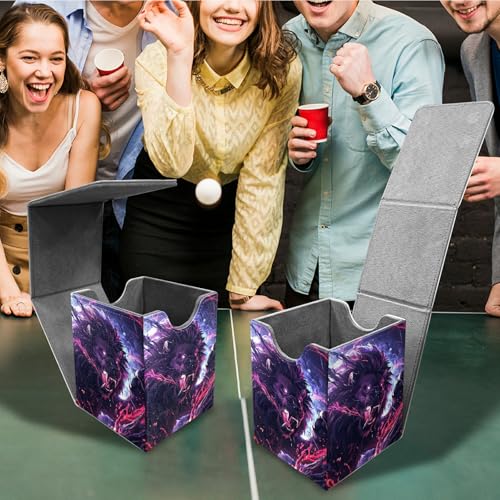 Flaming Lion Card Deck Box, MTG Commander Deck Box Card Deck Case for Trading Cards, 100+ Sleeved Cards with PU Leather Magnetic Card Storage Box for TCG CCG Magic Cards - color: Card Deck Box-580