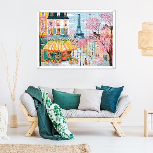 500 Piece Puzzle for Adult,Cityscape Eiffel Tower Jigsaw Puzzle for Senior,Unique Large Piece Puzzle with HD Print & Poster,nterlock Perfectly Frameable,Challenging Family Game Great Gifts,20.5 x 15In - color: Cafe