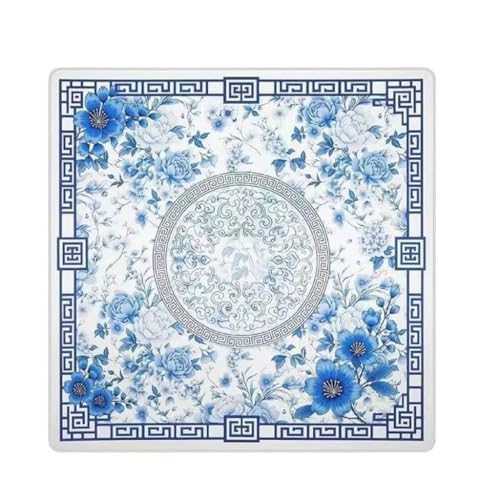 Mhajong Mat for Table 31.5x31.5 Inch, No-Crease, Anti-Slip, Noise-Reducing American Mahjong Mat, Neoprene Mahjong Table Mat for Poker, Card, Board (Blue) - color: Blue