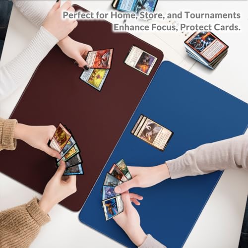 FROGIGO Solid Color TCG Playmat with Carry Bag, 24 x 14 in, 3mm Thick Stitched-Edge Card Game Mat, Non-Slip Rubber Base, No-Logo Play Mat for Trading Card & Tabletop Games - Steel Blue - color: Steel Blue
