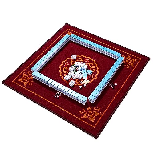 Mose Cafolo Chinese Mahjong Game Set 1.5" X-Large 144 Numbered White Blue Melamine Tiles with Carrying Travel Case,Complete Majong Majiang, Mah Jonng Game Set - color: Blue Tiles