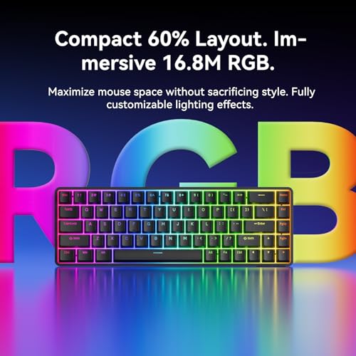 DIERYA DK68-C 60% Gaming HE Keyboard, Magnetic Switch Hot Swappable, Rapid Trigger, Adjustable Actuation, 8000Hz Polling Rate, RGB Backlit, Compact 68 Keys for Windows PC, Wired, Black