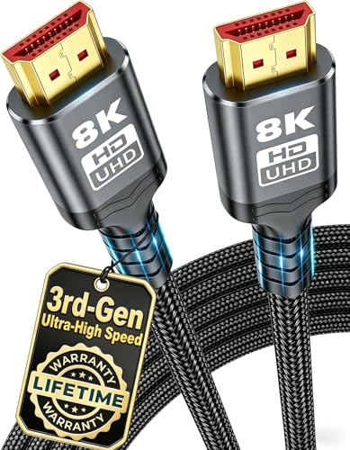 ππ«π - πππ§ 10K 8K HDMI Cable 2.1, Ultra High Speed HDMI Cable Braided Cord, HDMI Cables 48Gbps (8K@60Hz 7680x4320, 4K@120Hz) Supports Dynamic HDR 10 eARC 3D, Dolby Atmos Compatible (30 Feet) | 8K@60Hz 7680x4320, 4K@120Hz Gaming Monitor Cable Supports Dynam