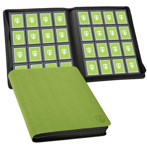 16 Pocket Toploader Binder,Holds 640 3”x4” Toploader Hard Cases,Sleeves Card Collection Binder,20 Double Sided Pages,Compatible with Trading & Sports Holder(Green) - color: Green, size: 16 Pocket