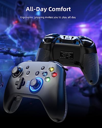 Forty4 Wireless Gaming Controller, Game Controller for PC Windows 7/8/10/11, PS3, Switch, Dual-Vibration Joystick Gamepad for Computer