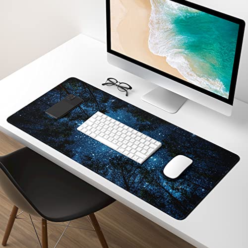 Extended Gaming Mouse Pad, XXL Large Mouse Mat 30 x 14 Inch, Big Computer Keyboard Mousepad, Waterproof Desk Pad with Stitched Edges and Non-Slip Base for Women Office Gaming, Galaxy Tree - color: Galaxy Tree