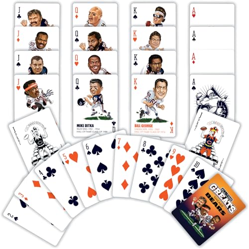 MasterPieces NFL Chicago Bears Playing Cards, Officially Licensed All Time Greats Deck, Premium Team Collectible for Game Night, Poker Play, Tailgate Use, Display Set, Chicago Bears Gifts for Men - style: Chicago Bears