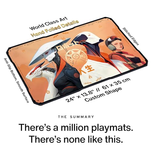 Alfies! Gold Foil Accents Playmat | Chrome Syndicate | Perfect Trading Card Gift | Futuristic Custom Shape | Compatible with Magic | MTG playmat
