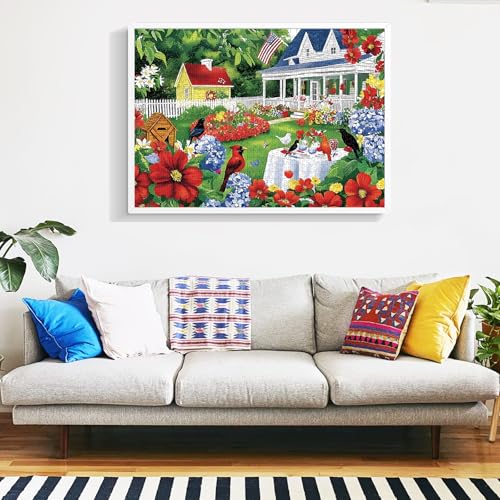 1000 Piece Puzzle for Adults, Beautiful Garden Scene Puzzles, Birds and Flowers Jigsaw Puzzles 1000 Pieces,Fun Landscape Puzzle for Adults Kids Seniors,Challenging Family Game Great Gift Idea,28*20 in - style: Garden Scene